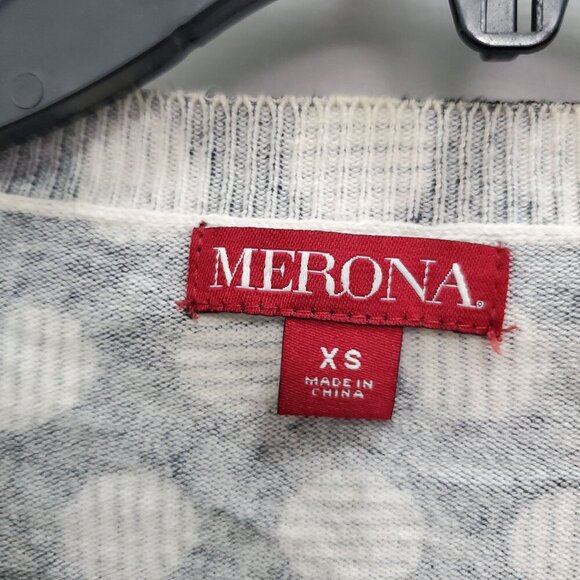 Merona Women's Y2K Black White Polka Dot Soft Knit 3/4 Button Up Cardigan Sz XS - Picture 4 of 6